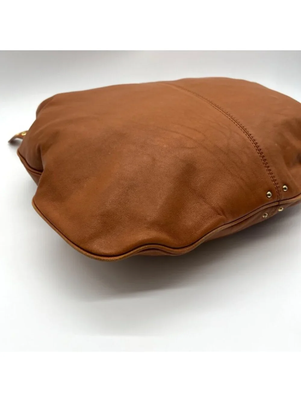 Badgley Mischka Acorn Brown Leather Hobo Bag